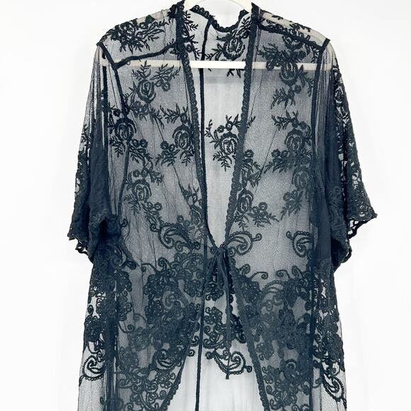 Womens Bundle Lot (2) Whimsigoth Sheer Floral Lace Kimono Swim Beach Cover Up - Picture 3 of 15